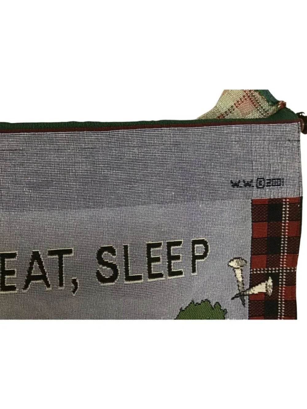Windham Weavers Vintage 2001 Eat Sleep and Golf Tapestry Wall Hanging